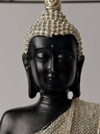 Figura Buda Zen Negro y Plata Decorativa (25 cm)
