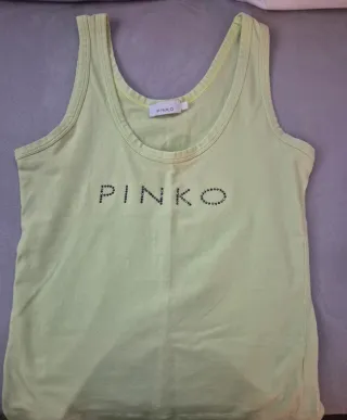 Top Pinko verde con strass