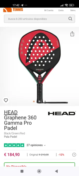 Pala Padel Head Gamma Pro Graphene. PvP 184.90€