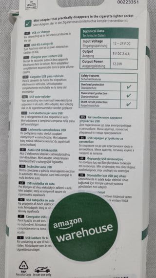 Cargador Coche Hama USB 12W 2.4A