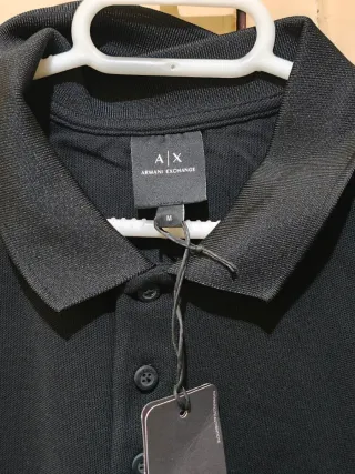 Armani Exchange Jersey Cuello Solapa Negro Nuevo