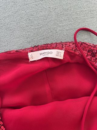 Vestido lentejuelas rojo Mango Talla S