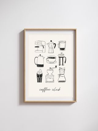 Poster Coffee Club con disegni