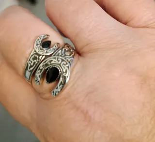 Anillo Étnico Ajustable Negro/Plata