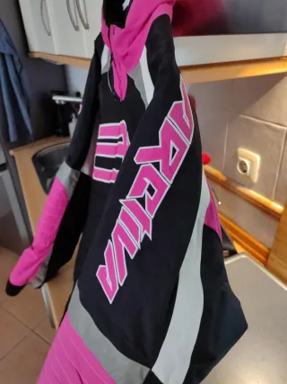 Chaqueta Moto Mujer Negra y Rosa