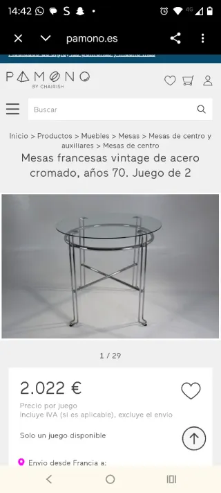 Tavoli francesi vintage in acciaio cromato anni '70 (Gio)