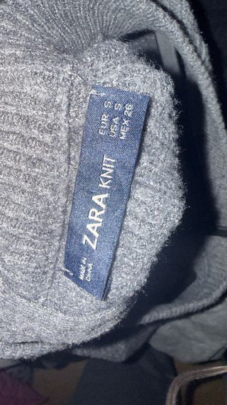 Jersey Zara Gris Cremallera con cuello barco