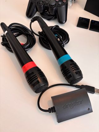 Consola PS2 con Mandos, Microfonos y Juegos