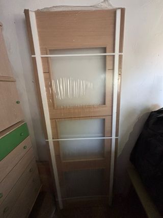 Puerta corredera madera con cristal