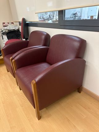 Conjunto 2 butacas piel granate