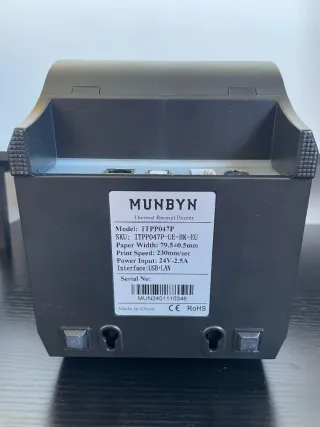 Impresora Térmica MUNBYN Negra + 8 Rollos