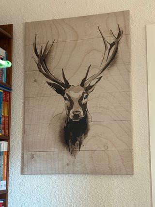 Cuadro Ciervo Madera Estilo Nórdico