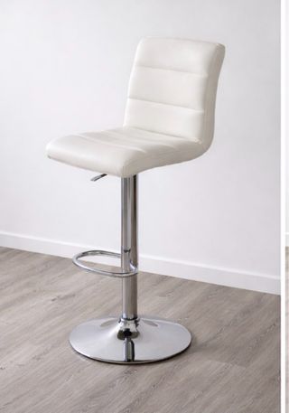 Silla de Bar Ajustable Blanca y Plateada