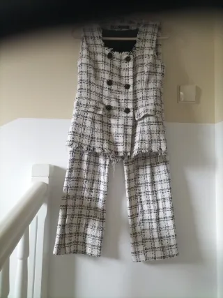 Conjunto Chaleco y Pantalón Zara Cuadros