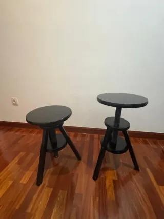 2 Taburetes Madera Regulables Negro