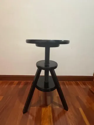 2 Taburetes Madera Regulables Negro