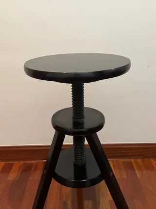 2 Taburetes Madera Regulables Negro