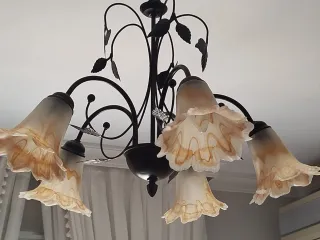 Lámpara de techo de cristal y metal