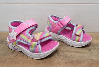 Sandalias rosa con luz Skechers para niña talla 23