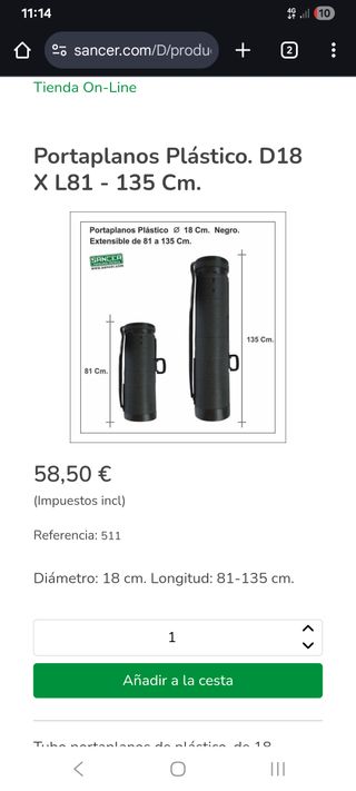 Tubo porta planos/instrumentos negro