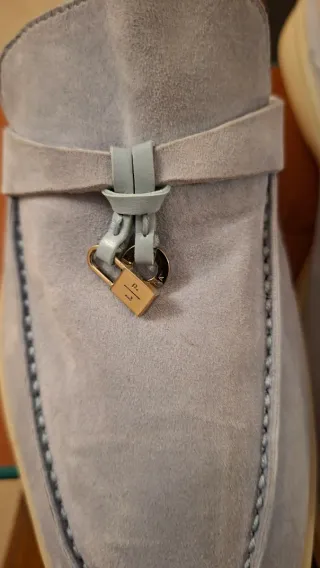 Mocassini Loro Piana Donna Azzurro Camoscio