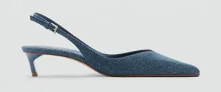 Zapatos Slingback Denim Azul Tacon Bajo