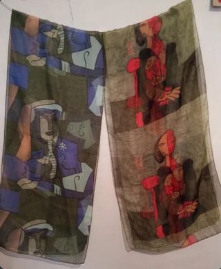 Lote 2 pañuelos gasa vintage estilo Picasso