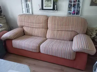 Sofá 3 plazas rayas naranja