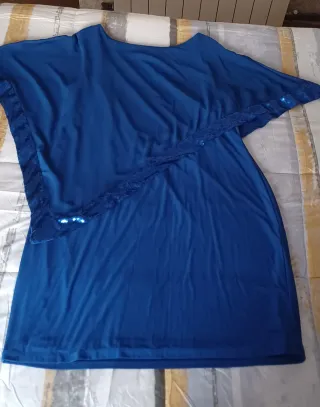 Vestido fiesta capa lentejuelas azul