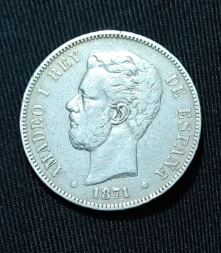 5 Pesetas Amadeo I 1871 *18-73* DE M