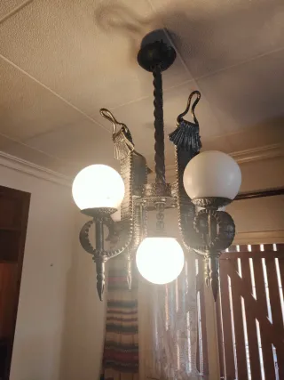 Lámpara rústica metal y cristal