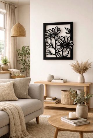 Cuadro Decorativo Flores Negro