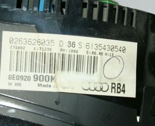 Velocímetro Cuadro Instrumentos Y Relojes Audi A4 B6 8E0920900K 0263626035 19029