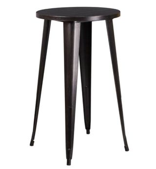 2 Tavoli Alti da Giardino in Metallo Nero/Argento