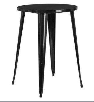 2 Tavoli Alti da Giardino in Metallo Nero/Argento