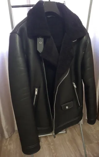 Cazadora Doble Faz Borregillo Negro, M