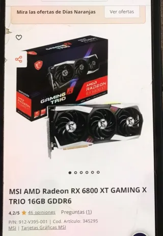MSI AMD Radeon RX 6800 XT GAMING X Tengo 4 unidad