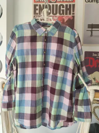Camisa cuadros multicolor Talla 44/46