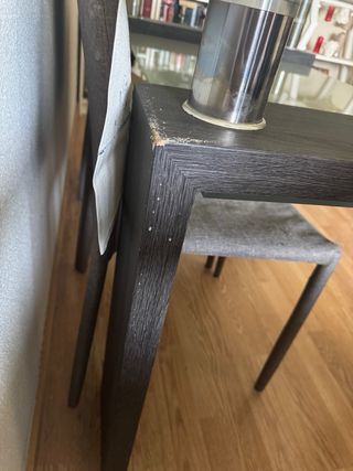 Mesa Comedor Cristal y Madera Oscura