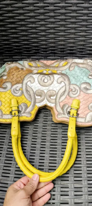 Borsa Bottega Veneta Multicolore con Manici Gialli