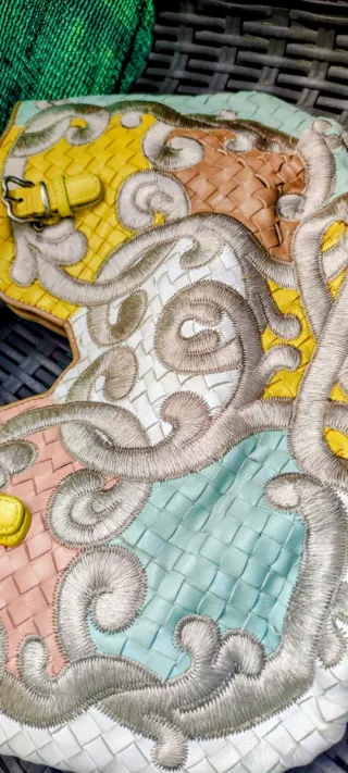 Borsa Bottega Veneta Multicolore con Manici Gialli