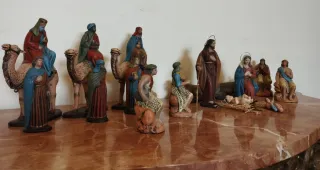 Belén antiguo completo: Misterio, Reyes, pastores.