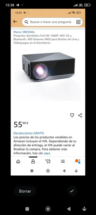 Proyector SRESNAIL Full HD 1080P WiFi 5G