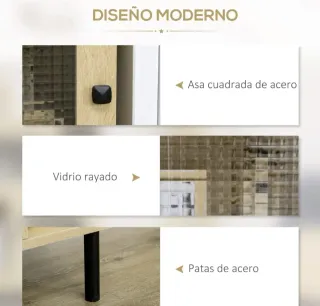 Estantería librería madera y cristal