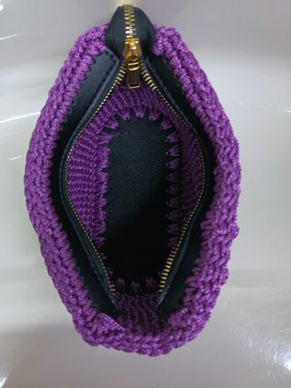 Pochette cordino con fondo e cerniere ecopelle