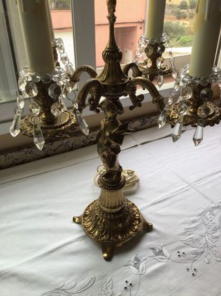 Lámpara Candelabro Latón Antiguo