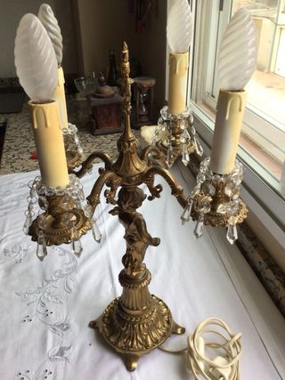Lámpara Candelabro Latón Antiguo