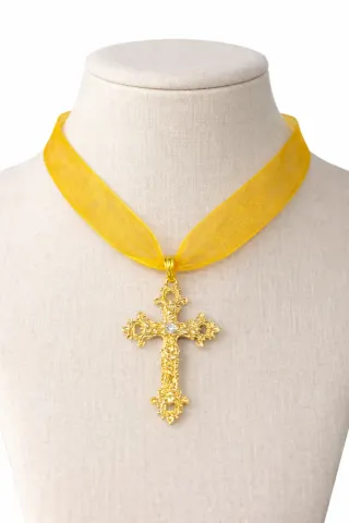 Cruz Fallera Dorada con Piedra