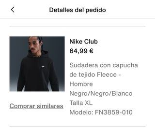 Sudadera Nike Negra Talla XL