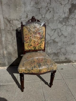 6 Sillas de roble Antiguas Tapizadas